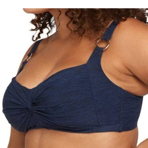 Artesands Navy Blue Melange Botticelli Twist C-DD Cup Bikini Top sz 16 NEW Tags - Picture 3 of 10